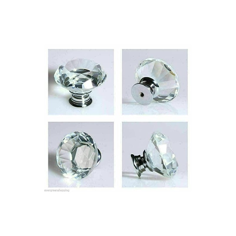 Taps2Traps Pack of 6 x Large Crystal Diamond Glass Door