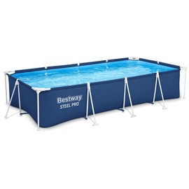 Bestway Steel Pro 13 Foot x 32 Inch Rectangular Above Ground Outdoor Pool Steel Framed Vinyl Swimming Pool with 1,506 Gallon Water Capacity, Blue