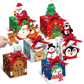 Cholemy 12 Pcs Christmas Money Dispenser and Money Box with Bows Holiday Cash Box Pull Out Kit for Christmas Holiday Birthday(Casual Style)