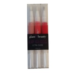 Glam & Beauty Ultra Shine Lip Gloss, 0.05 oz, 3 count (Rosy Peach)