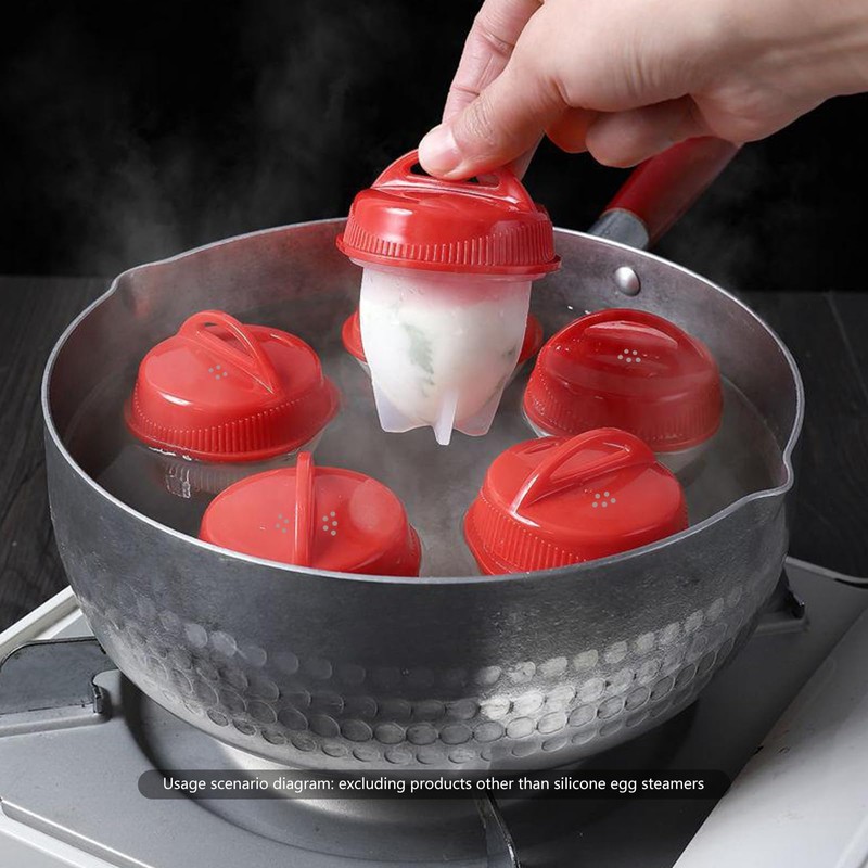 Hard Boiled Egg Maker, 6-Piece Shell-Free Egg Cooker Set, Non-Stick