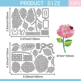 GLOBLELAND Hortensien Flieder Stanzformen Metallblumen Blätter Stanzungen Schmetterlings Und Schleifen Stanz Und Prägevorlagen Für Scrapbooking Basteln Papierkartenherstellung