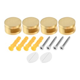 Mirror Clips, Thick Glass Clamps Wall-Mounted Mirrors Bracket Gold Pure Copper Mirror Mounting Clips for 5-12mm Thick Mirror 4 Pcs