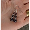 Graduated Dark Red Garnet Gemstone & Sterling Silver Hook Drop