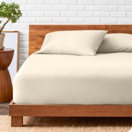 Bare Home Fitted Sheet + Pillowcase Set - Luxury 1800 Ultra-Soft Microfiber - Double Brushed - Deep Pockets - Easy Fit - Fitted Sheet and Pillowcases (Full XL, Sand)