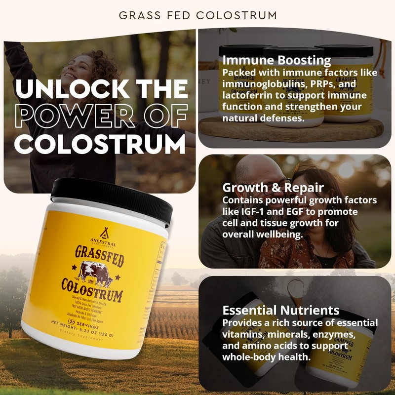 Ancestral Supplements Bovine Colostrum Powder - Grass Fed, Freeze Dried,