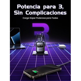 UGREEN Uno 65W Cargador Tipo C GAN Robot con 3 Puertos 2C1A, Azul