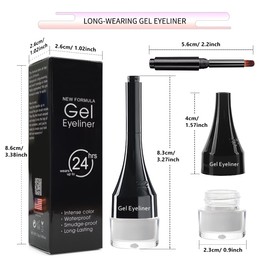 LSxia 2-in-1 Gel Eyeliner Set, Tattoo Eyeliner Waterproof High Pigment Eyeliner Gel Eye-liner Pot Cream Eyeliner Makeup with Eyeliner Brush (White)