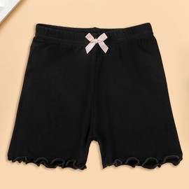 OverDose Boutique Summer Girls' Pants Slip Proof Children's Leggings Three Quarter Pants Butterfly Wooden Ear Side Baby Shorts Kids Clothes (Black, 2-3 Years)
