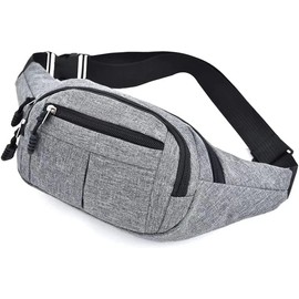 Dzxin Bum Bag, Waist Bag Dog Walking Bag with Adjustable Buckle Strap for Hiking, Running, Dog Walking, Cycling, Hiking Travel & Outdoor Activities (Grey)