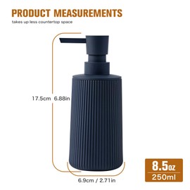 DAHACIS Blue Soap Dispenser, Modern Stylish Small Hand Dish Soap Dispenser for Kitchen and Bathroom Countertop Decorative (Matte Blue, 1)