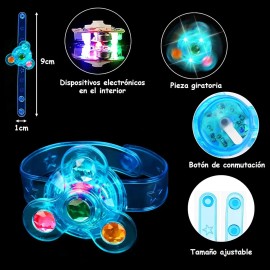 Fiesta Neon Led Luz Con 18 Anillos 6pulseras Neon Giratorias