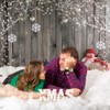 LYWYGG 10X8FT Christmas Backdrop Snow Floor Photo Backgrounds Wooden Wall