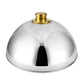 Stainless Steel Food Cover Food Dome Serving Food Dish Cover Lid Steaming Food Round Cover Serving Cover for Griddle Grill Restaurant Home（Gold 12.6 inches）