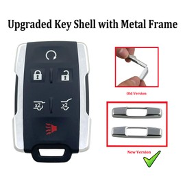 Upgraded Key Fob Shell Case Fits for Chevy Tahoe Suburban/GMC Yukon 2014 2015 2016 2017 Keyless Entry Remote Control Car Key Fob Cover Casing M3N-32337100 with Metal Frame (6 Buttons)