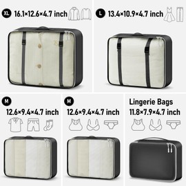 MOFELON Packing Cubes 5PC,Packing Cubes for Suitcase,Travel Luggage Packing Organizers,Suitcase Organiser bags,Travel Essential Bag,Includes 1 XL, 1 L, 2 M, 1 S- Black