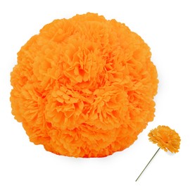 Eternal Blossom Silk Carnation Flower, 50 Artificial Flowers, Used for Wedding Decoration DIY Handmade Flowers, Carnation Flower Diameter 3.5 Inches and 6 Inches Stem (Dark Orange)
