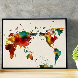 Nacnic Film for framing World Map. Map of the World. Poster with Images of the World Watercolour Style. Foil Maps. Home Decor. Paper 250 Grams 24x30cm Model B
