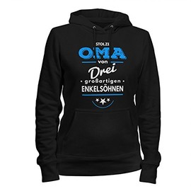 Fashionalarm Women's Hooded Jumper - Proud Grandma of 3 Great Grandsons Fun Hoodie Birthday Gift Idea for Grandmothers - l