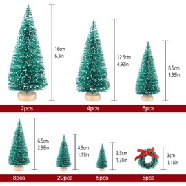 TUPARKA 50Pcs Mini Sisal Trees Bottle Brush Trees Diorama Models Miniature Christmas Sisal Snow Frost Trees for Crafts, Christmas Party Home Decoration