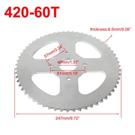 420 Chain 60T Sprocket 40mm #40/41/420 Chain Steel Mini Bike Rear Drive Wheel Sprocket for Coleman CT200U CT200U-EX BT200X 196CC 200CC 5.5 6.5HP Baja Warrior Heat Massimo MB165 MB200 Powersports Parts