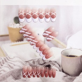 Set of 24 Nail Tips, Medium Length, Classic French x Gradient Nails, Makes Your Fingertips Gorgeous