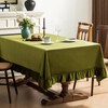Chorowl Green Velvet Table Cloth Rectangular Decorative Ruffle 60x102 Inch
