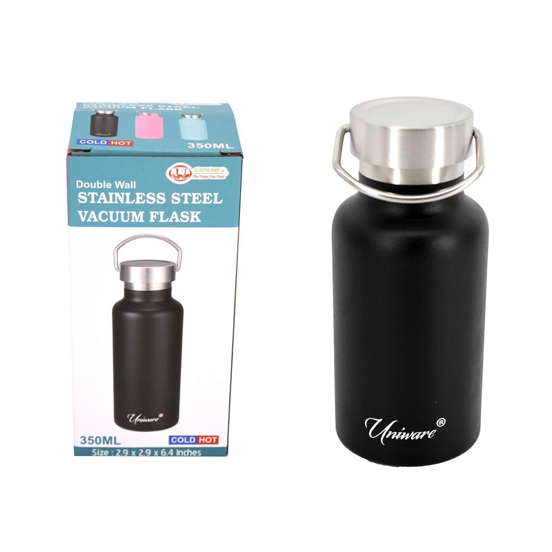 Uniware Houseware Black Vacuum Flask, 350 mL, 2.9 x 2.9