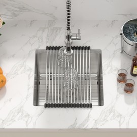 Sarlai 17 Undermount Bar Sink - 17x17 Undermount Kitchen Sink Single Bowl 16 Gauge Stainless Steel Wet Bar Prep Sinks Deep Small RV Kitchen Sinks