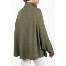 Cashmere Blend Poncho Kimono for Women Made in Italy Double Yarn Long Sleeve Merino Wool Cashmere One Size Winter Gift, dark green, Unit size