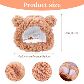 Cute Cat Costume Bear Hat, Soft Plush Pet Headwear for Cats and Small Dogs, Adjustable Warm Winter Accessory Soft Small Pet Headwear for Photoshoots and Parties