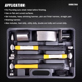 Auto Body Shaping Forming Repair 7 Piece Kit Fender Roller Fixer Dent Remover