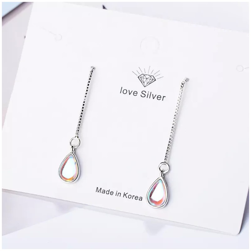 Unbranded 925 Silver Plated Opal Waterdrop Ear Chain Thread Through