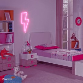 Atomi Smart Neon LED Light I Decorative Wall Art for Bedrooms, Bars & DIY Designs I USB Powered, 10 ft Cord - Bolt- Pink