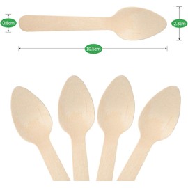 300 Pack Disposable Wooden Spoons, Mini Wood Ice Cream Dessert Spoons, Biodegradable Spoons for Eating Coffee Dinner Utensils Party Supplies (11 cm)