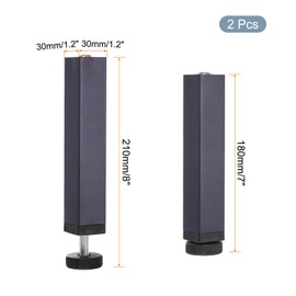 uxcell 2 Pcs Adjustable Height Center Support Leg, 7 Inch Metal Bed Frame Support Legs Slats feet for Sofa Cabinet Couch Dresser Table Furniture, Grey
