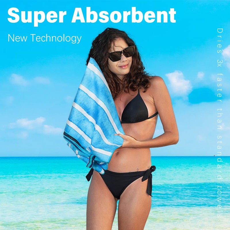 Microfiber Lightweight Beach Towel Sand Free Quick Dry Absorbent Thin