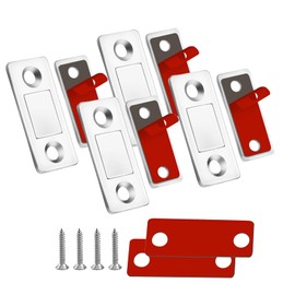 Magnetic Cabinet & Furniture Door Catch - Quiet Ultra Thin Catches with Screws Drawer Magnet Latch for Sliding Door Closure Closet Closer, Invisible Anti-Collision Door Catches (Silver, 2)