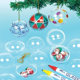 Baker Ross EX2323 Clear Christmas Tree Hanging Baubles Creative Arts and Crafts (Pack of 12)