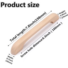 SYZOW 6 Pack Wooden Kitchen Cabinet Handles, 160mm Hole Centers, Wooden Drawer Pull Kitchen Cupboard Handles (Wood B)