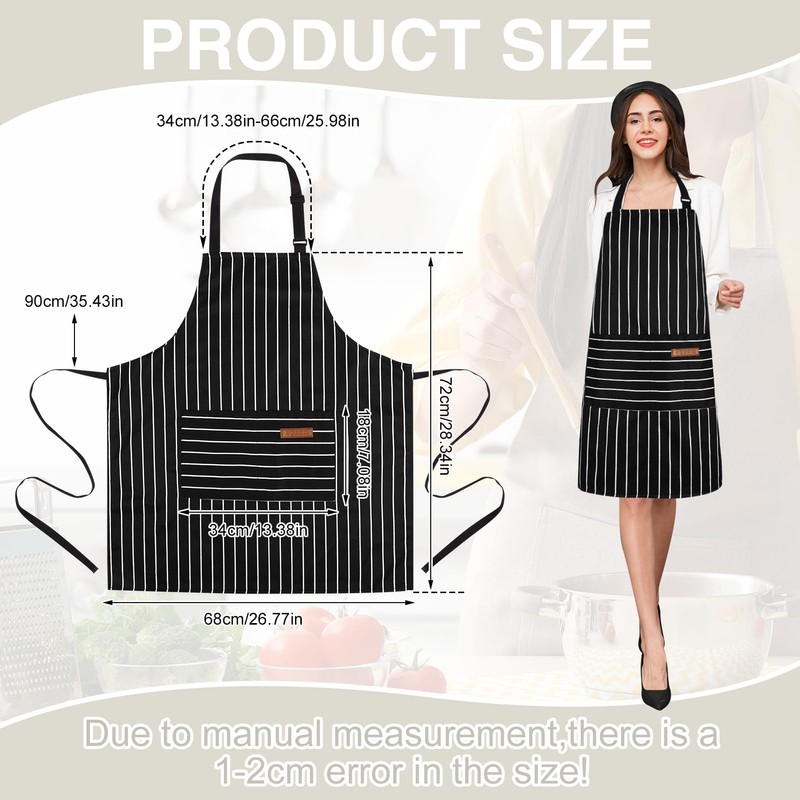 saerryor 2 Pack Unisex Adjustable Bib Apron with Pockets Cooking