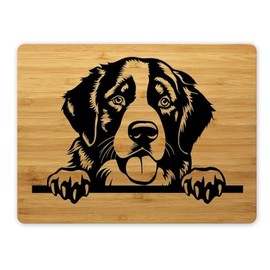 Bambus Schneidebrett Frühstücksbrettchen 15x20cm Hund Berner Sennenhund 01