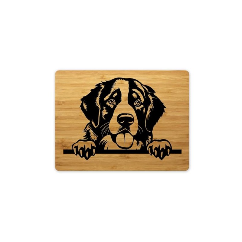 Bambus Schneidebrett Frühstücksbrettchen 15x20cm Hund Berner Sennenhund 01