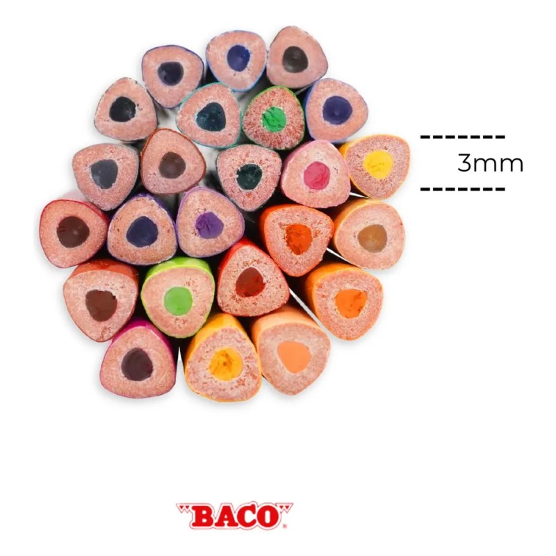 Baco | Bacoiris Jumbo Triangulares Punta 3.3mm - 24 Colores