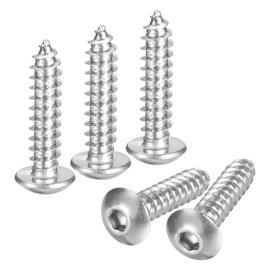 sourcing map Hex Socket Self Tapping Screws, M5 x 20mm 304 Stainless Steel Wood Screw 60pcs