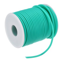 MECCANIXITY Rubber Cord 55 Yards(50m) 2mm Dia 1.2mm Hole Light Blue Hollow Tubing for DIY Craft Beading Necklaces Bracelet