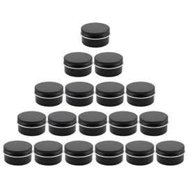 18 Pcs 1 Oz Aluminum Round Lip Lipstick Cans, Metal Storage Travel Cans Matte Black Empty Tin Cans