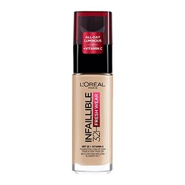 L'OrÃ©al Paris Make up, Wasserfest und langanhaltend, FlÃ¼ssige Foundation mit LSF 25, Infaillible 32H Fresh Wear Make-up, Nr. 130 True Beige, 30 ml