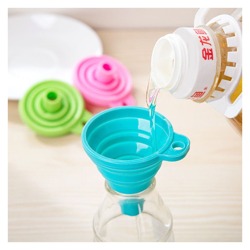 2-Pack Collapsible Silicone Kitchen Funnel Set for Bottles, Oils &