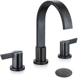 Midanya 8 inch Widespread Bathroom Sink Faucet,Waterfall 3 Holes 2 Handles Bathroom Faucet Modern 8" Vanity Faucets with Pop Up Drain and Water Supply Lines,Oil Rubbed Bronze